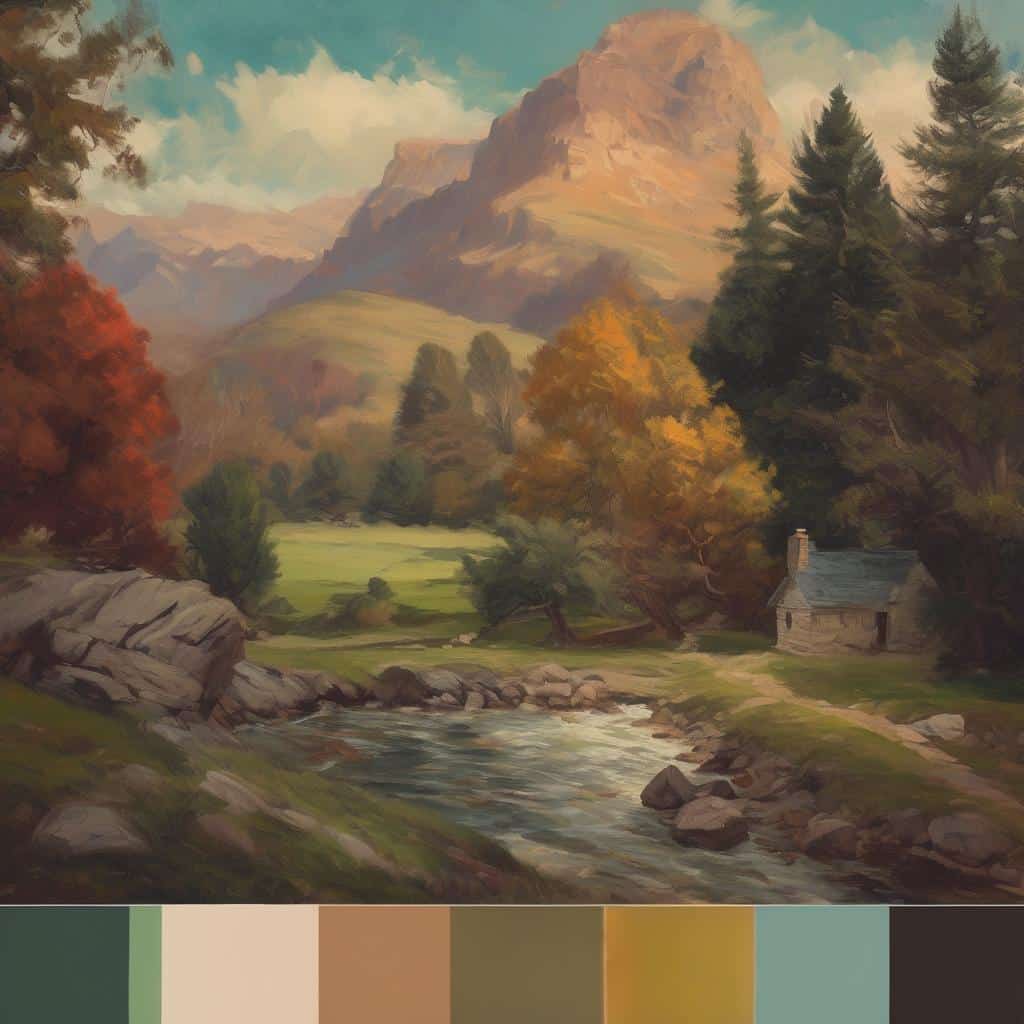 Μεταβλητές, πίνακας τοπίου, τέχνη του σήμερα, επιδραστικά έργα τέχνης, φυσική ομορφιά, ζωγραφική τοπίου, καλλιτεχνικός πίνακας, τοπίο με βουνά και ποταμό, ιστορική τέχνη, χρωματική παλέτα, σύγχρονες επιρροές.